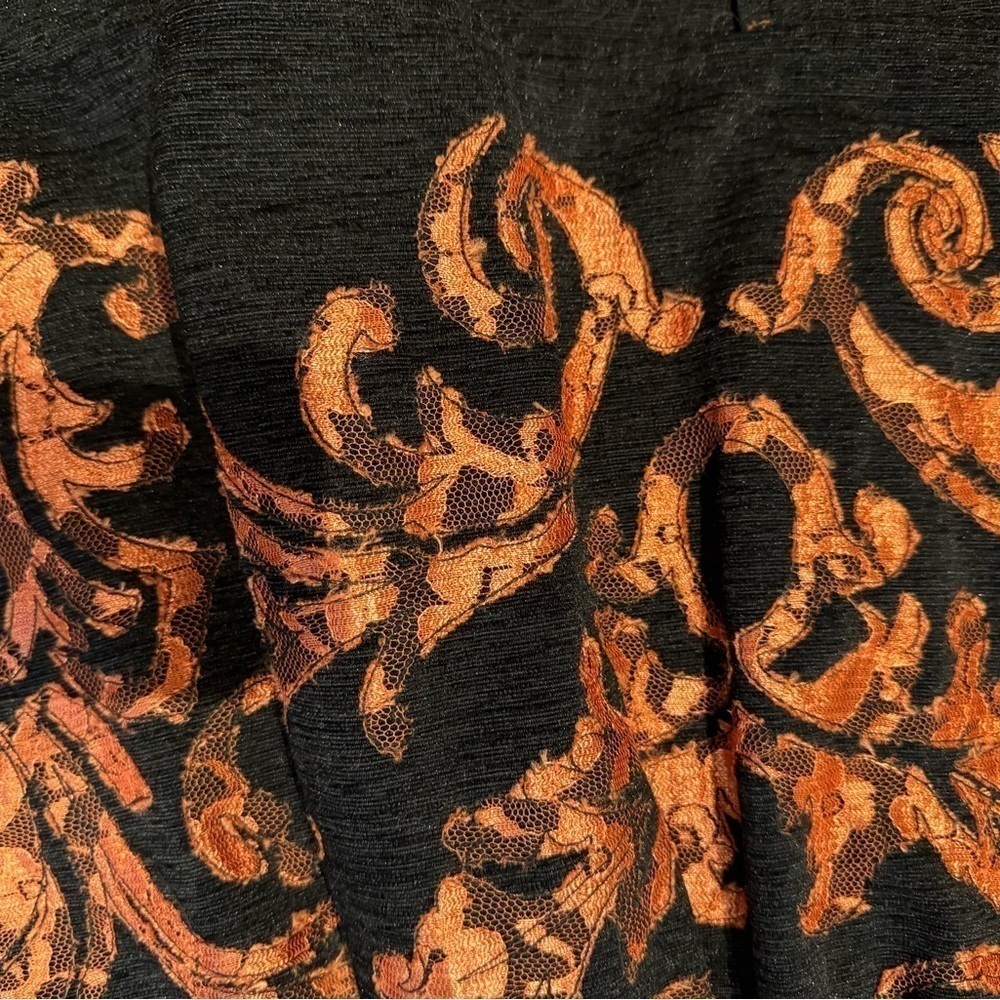 Anthropologie | Yoanna Baraschi Damask Paisley Dress Black Orange, Size 4 - Picture 8 of 8